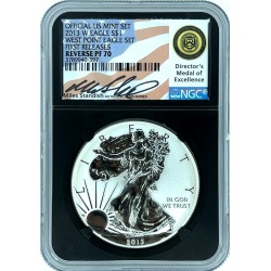 2013-W $1 Silver Eagle Reverse Proof NGC PF70 Miles Standish Signature