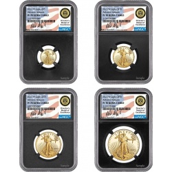 2023-W Gold Eagle 4-Coin Set NGC PF 70 Adv Rel Standish Signature