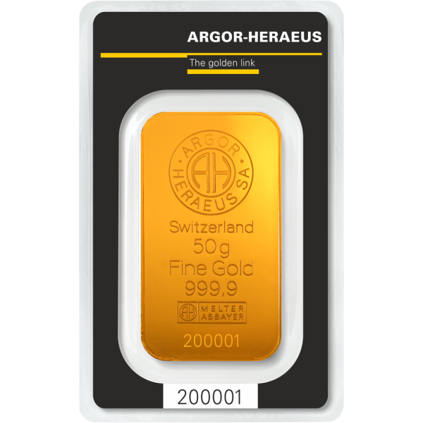 50 GRAM GOLD BAR ARGOR-HERAEUS