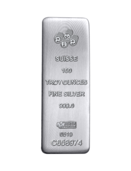 100 OZ SILVER BAR PAMP CAST