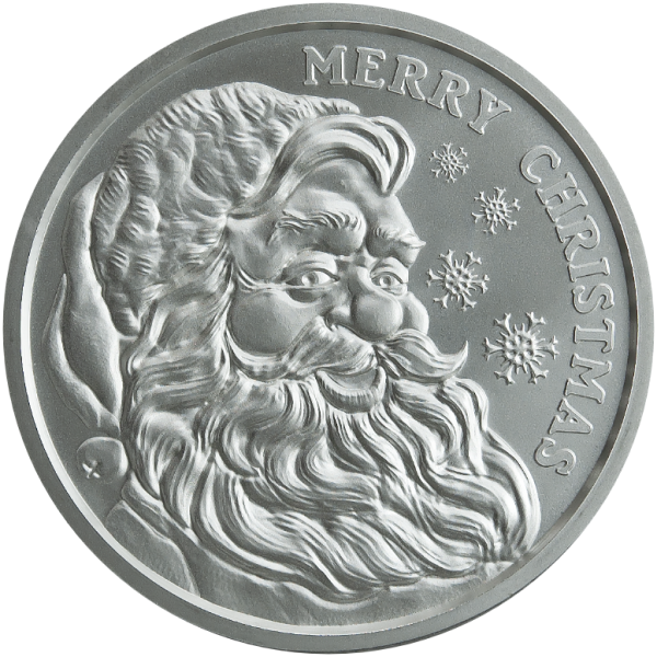 1 OZ SILVER ROUND CHRISTMAS SANTA GOLDEN STATE MINT