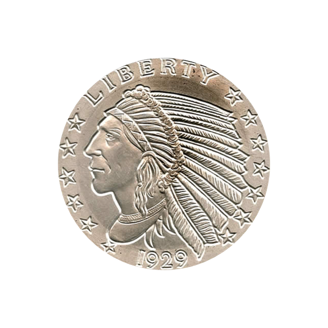 5 OZ SILVER ROUND INCUSE INDIAN DESIGN GOLDEN STATE MINT