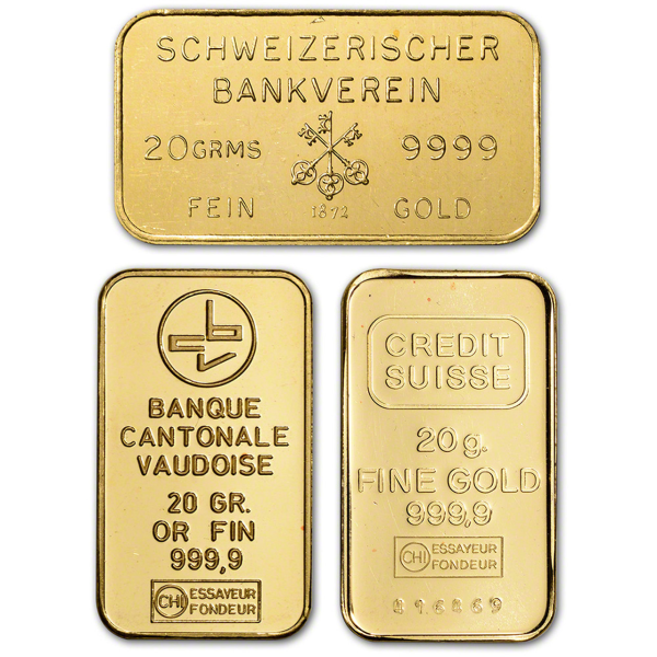 GOLD BARS ASSORTED WEIGHTS 20 GRAM GOLD BAR RANDOM BRAND