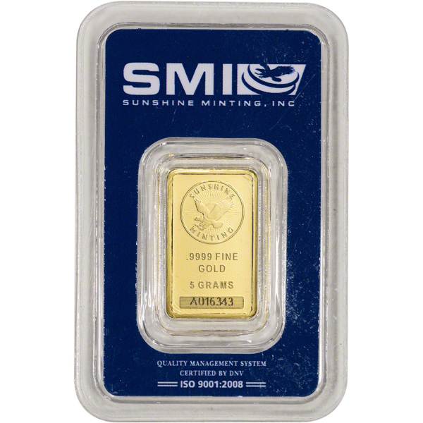 GOLD BARS ASSORTED WEIGHTS 5 GRAM GOLD BAR SUNSHINE MINT