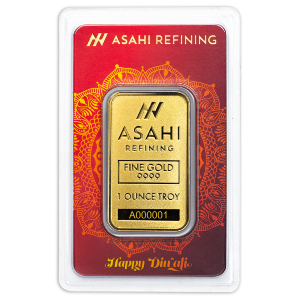 1 OZ GOLD BAR DIWALI ASAHI MINT