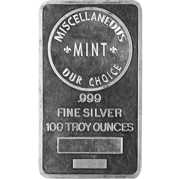 SILVER BARS 100 OZ 100 OZ SILVER BAR